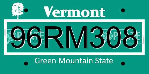 96RM308 Vermont License Plate