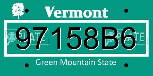 97158B6 Vermont License Plate