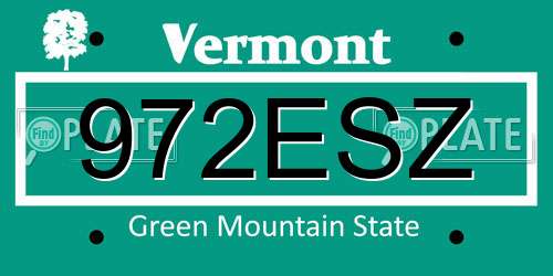 972ESZ Vermont License Plate
