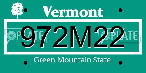 972M22 Vermont License Plate