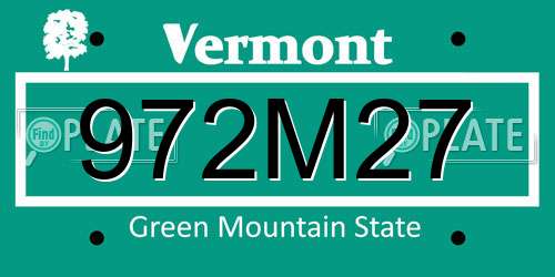 972M27 Vermont License Plate