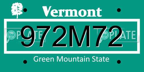 972M72 Vermont License Plate