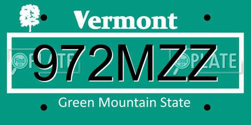 972MZZ Vermont License Plate