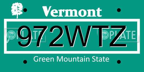 972WTZ Vermont License Plate