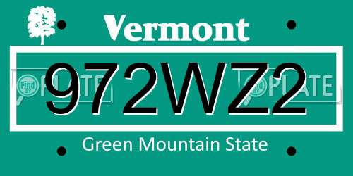 972WZ2 Vermont License Plate