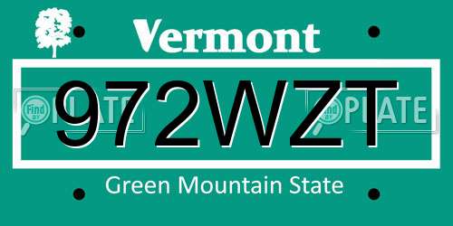 972WZT Vermont License Plate