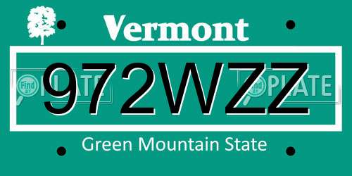 972WZZ Vermont License Plate