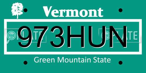 973HUN Vermont License Plate