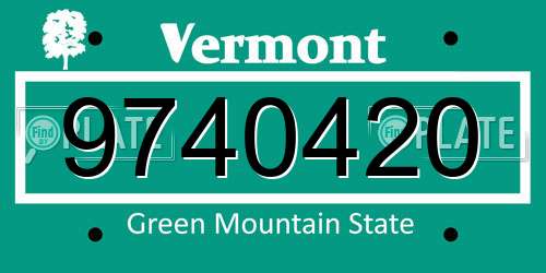9740420 Vermont License Plate