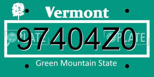 97404Z0 Vermont License Plate
