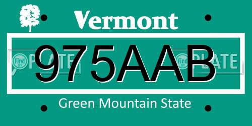 975AAB Vermont License Plate