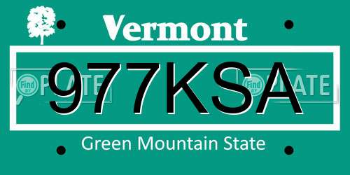 977KSA Vermont License Plate