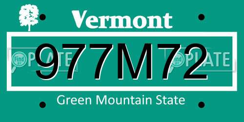 977M72 Vermont License Plate