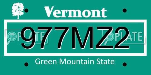 977MZ2 Vermont License Plate