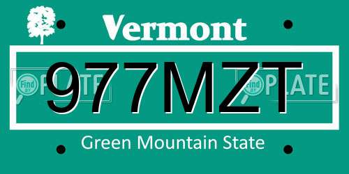 977MZT Vermont License Plate