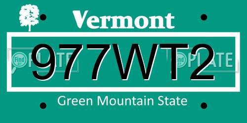 977WT2 Vermont License Plate