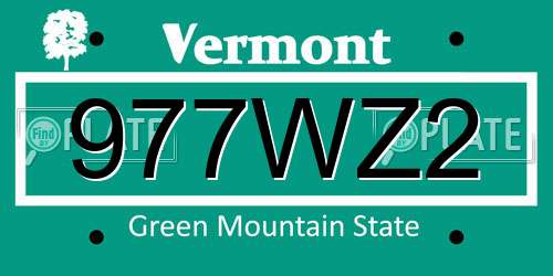 977WZ2 Vermont License Plate