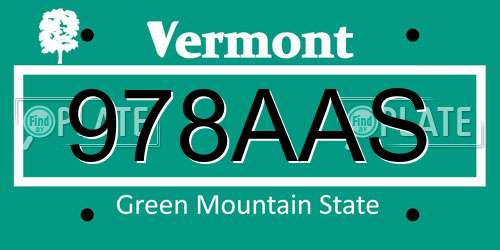 978AAS Vermont License Plate