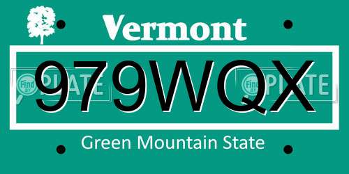 979WQX Vermont License Plate