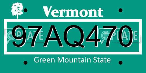 97AQ470 Vermont License Plate