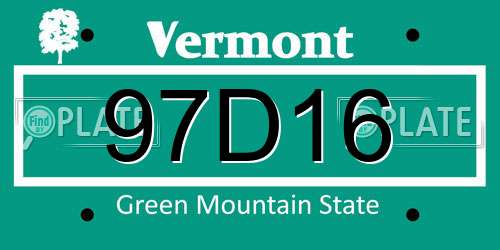 97D16 Vermont License Plate
