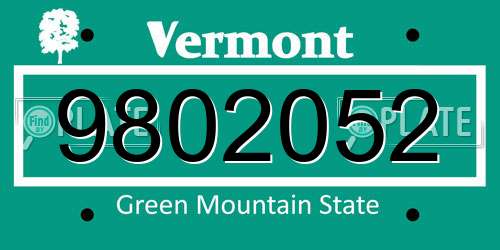 9802052 Vermont License Plate