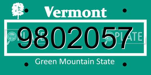 9802057 Vermont License Plate