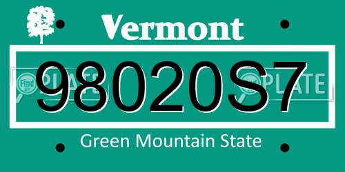 98020S7 Vermont License Plate
