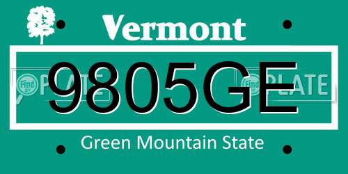 9805GE Vermont License Plate