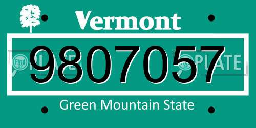 9807057 Vermont License Plate