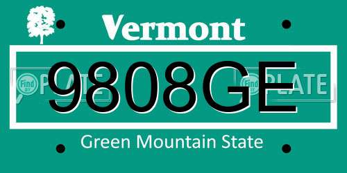 9808GE Vermont License Plate
