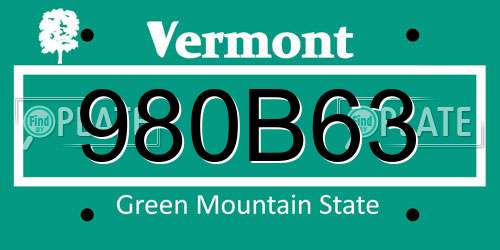 980B63 Vermont License Plate