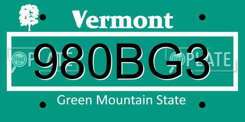 980BG3 Vermont License Plate