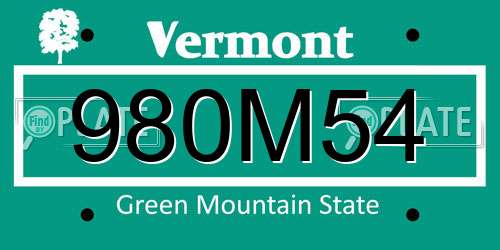 980M54 Vermont License Plate