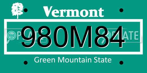 980M84 Vermont License Plate