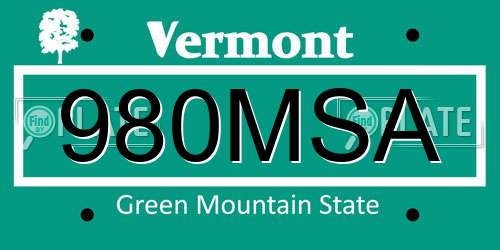 980MSA Vermont License Plate
