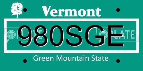 980SGE Vermont License Plate