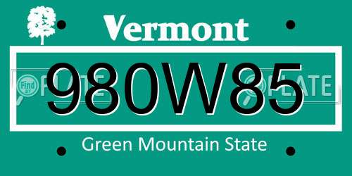 980W85 Vermont License Plate