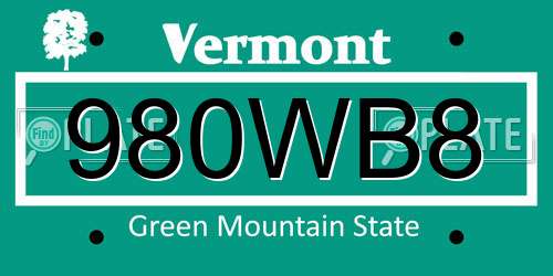 980WB8 Vermont License Plate
