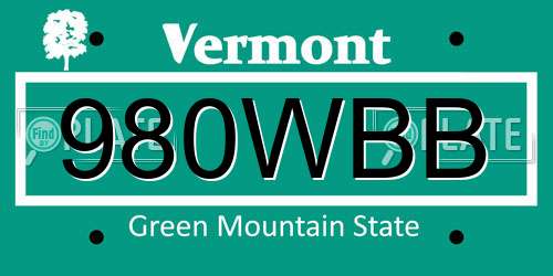 980WBB Vermont License Plate