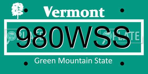 980WSS Vermont License Plate