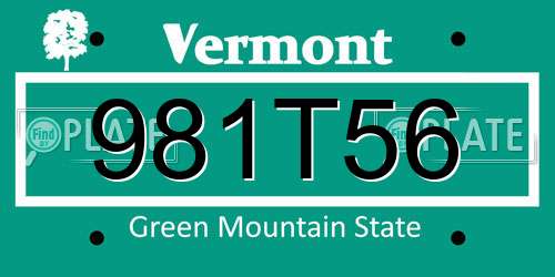 981T56 Vermont License Plate