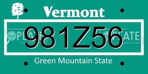 981Z56 Vermont License Plate