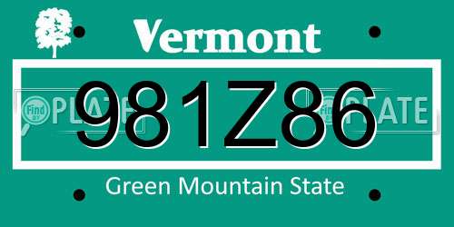 981Z86 Vermont License Plate