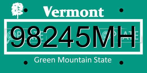 98245MH Vermont License Plate