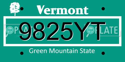 9825YT Vermont License Plate
