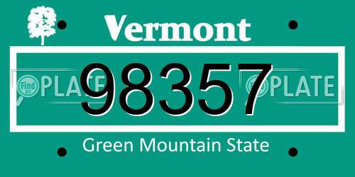 98357 Vermont License Plate