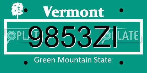 9853ZI Vermont License Plate