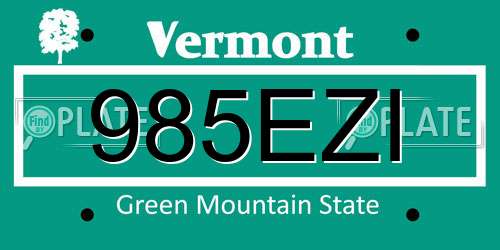 985EZI Vermont License Plate