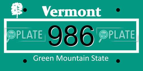 986 Vermont License Plate